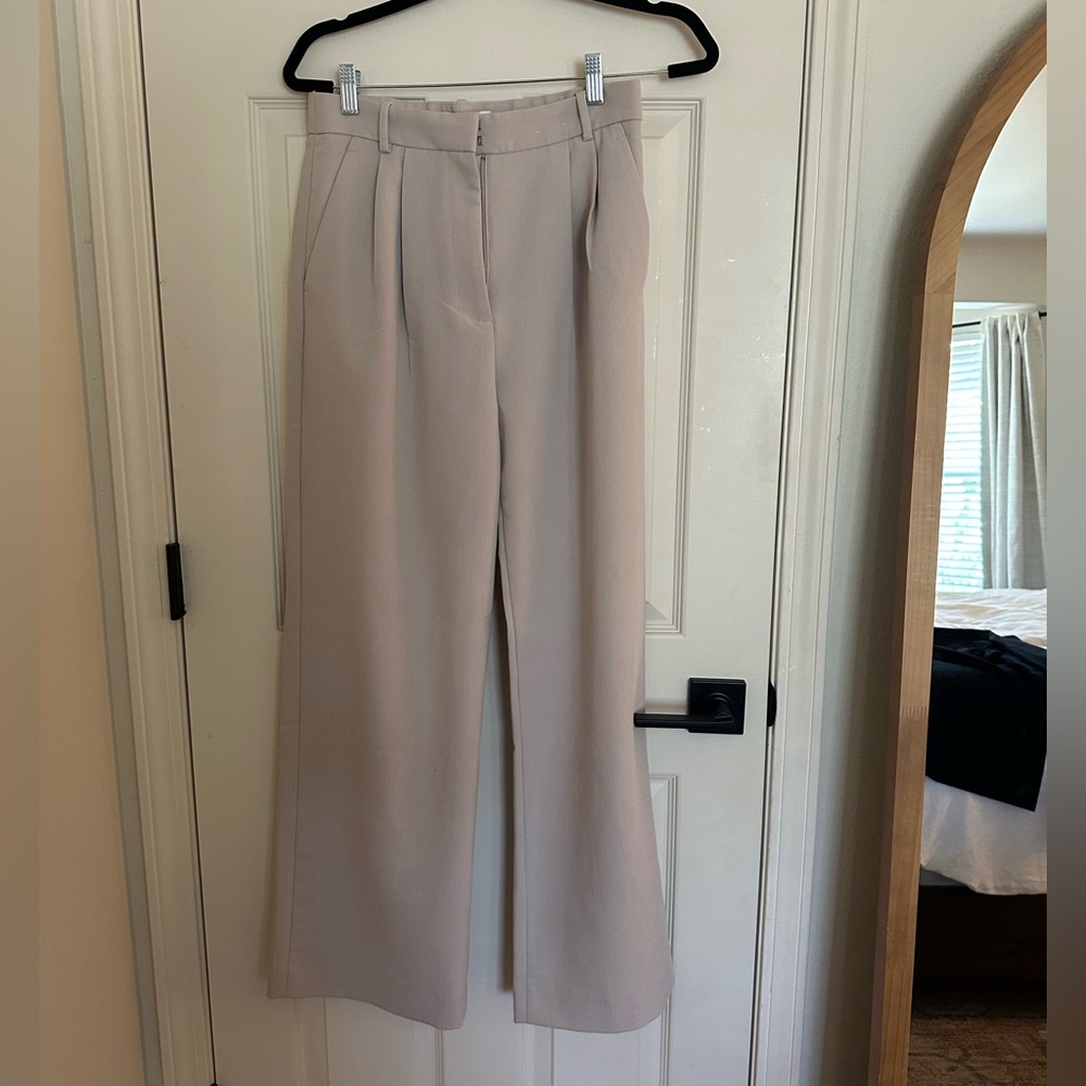 A&F Sloane Tailored Wide Leg Pant Light Taupe Size 27 (4)